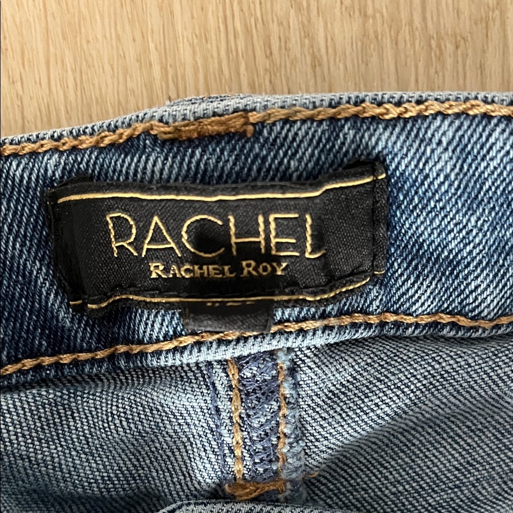 Rachel Roy Straight Leg High Waisted Casual Streetwear Distressed Blue Jeans - Picture 3 of 4